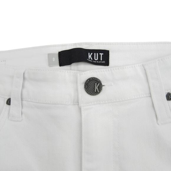 Kut From The Kloth Rachael High Rise Fab Ab Mom Raw Hem Optic White Size 0 - Picture 7 of 13